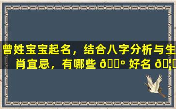 曾姓宝宝起名，结合八字分析与生肖宜忌，有哪些 🌺 好名 🦊 字推荐